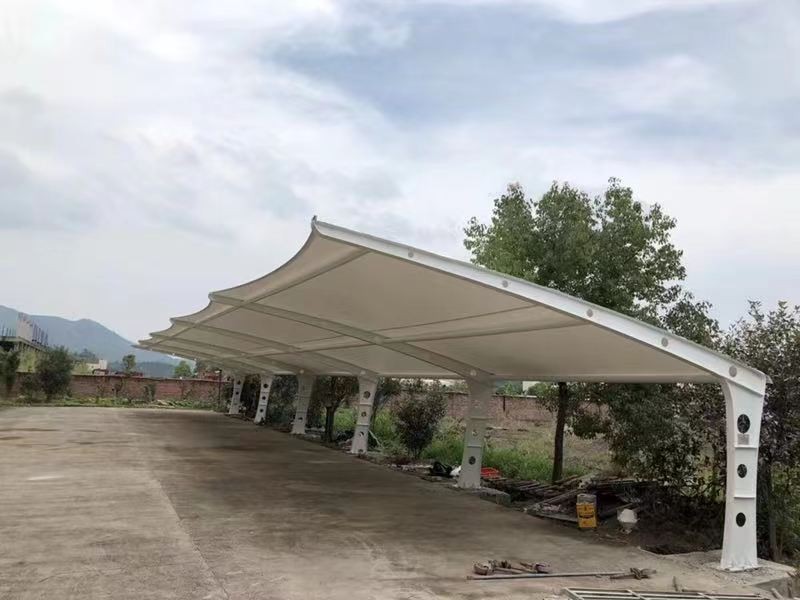 西湖区小区改造停车棚工程,膜结构非机动车棚定制厂家-2